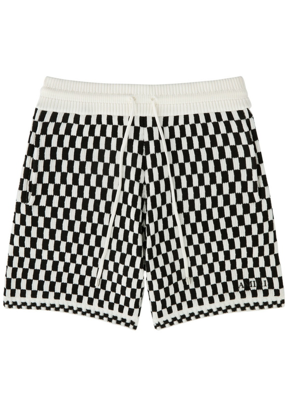 Photo: Amiri Checked-intarsia Wool-blend Shorts Black