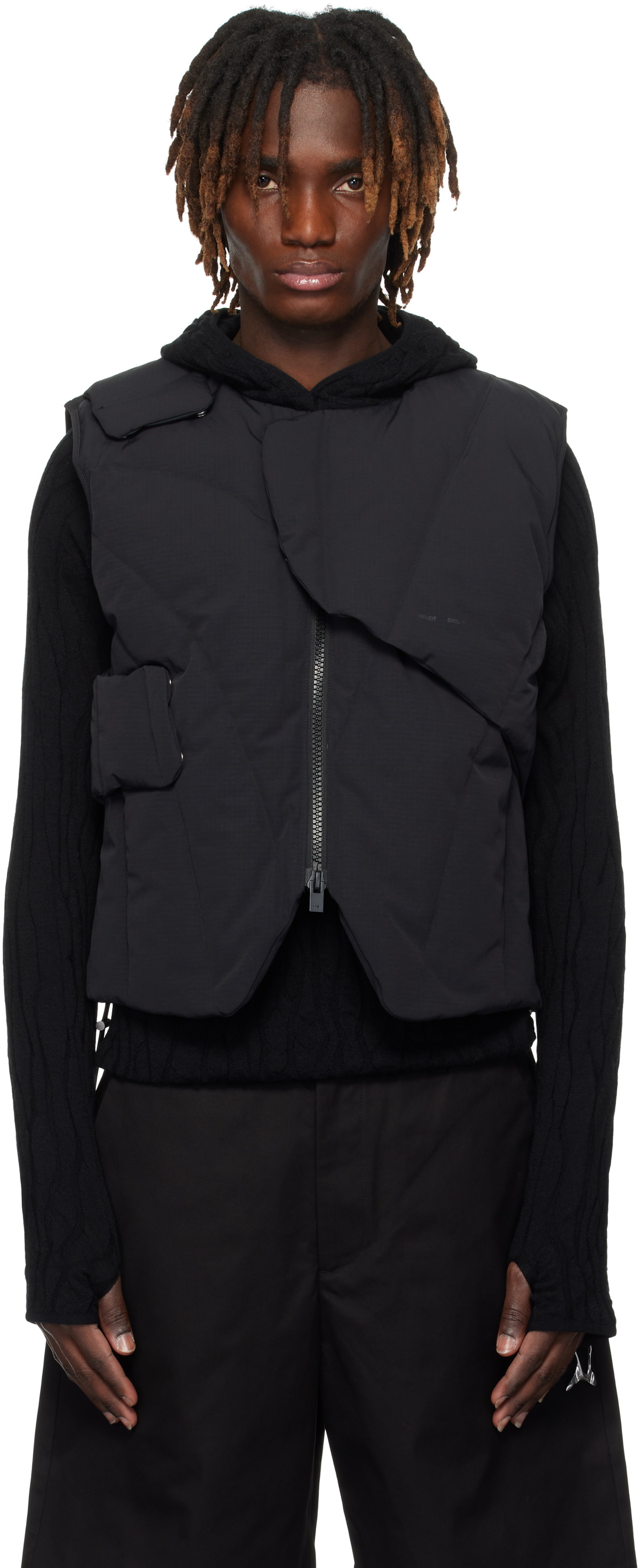 HELIOT EMIL Black Layered Down Vest