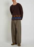 Bode Fish School Intarsia Cotton Jumper Brown