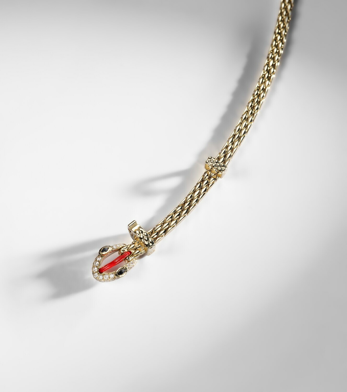 Yvonne Léon Python Mini 9kt gold bracelet with diamonds and enamel