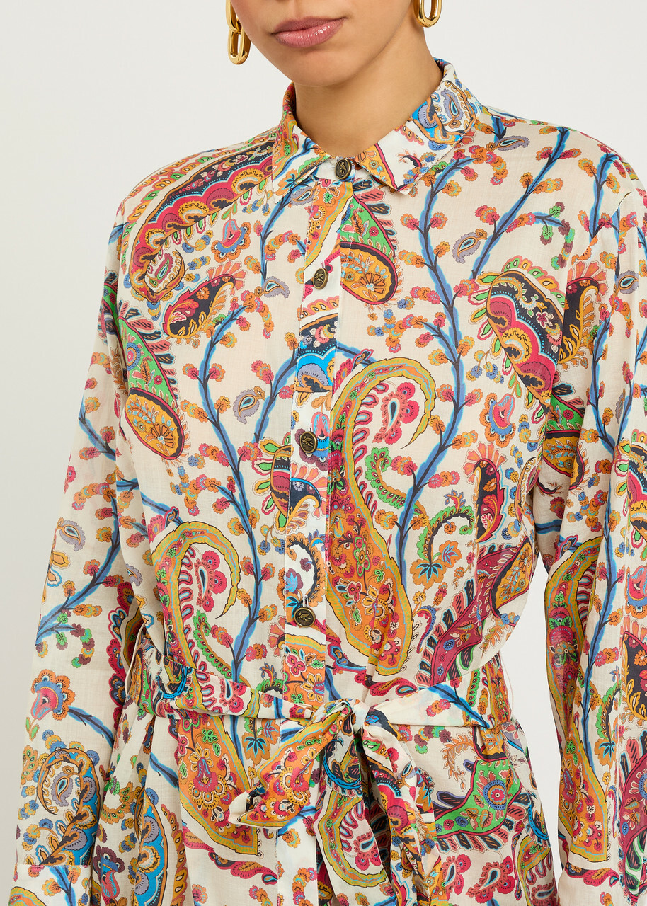 Etro Patterned Cotton Midi Shirt Dress Multicoloured 1