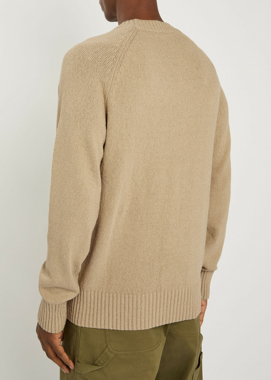 Les Deux Brad Logo-embroidered Cotton-blend Jumper Beige