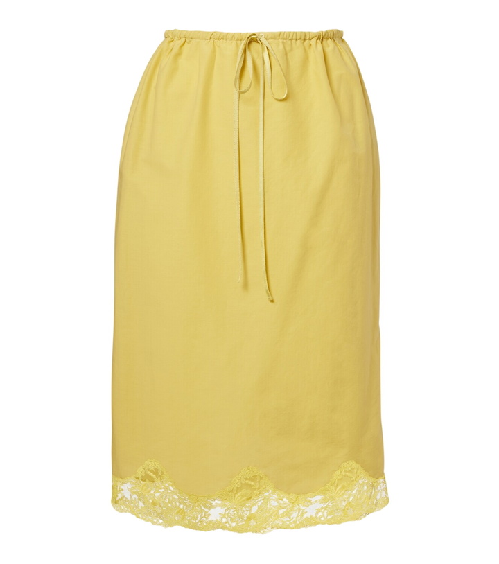 Photo: Saint Laurent Lace-trimmed cotton and silk midi skirt