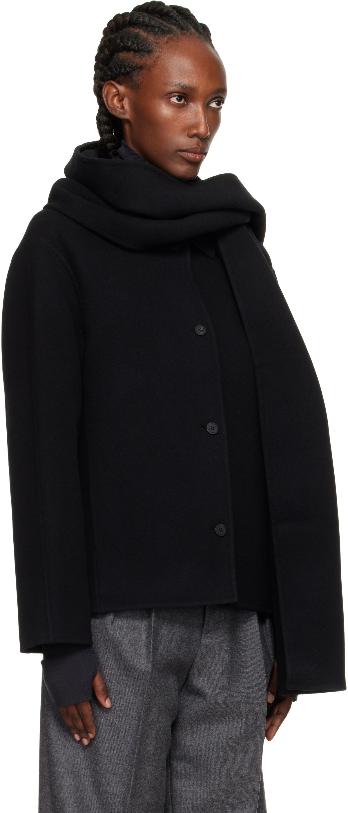 LE17SEPTEMBRE Black Virgin Wool Scarf & Jacket