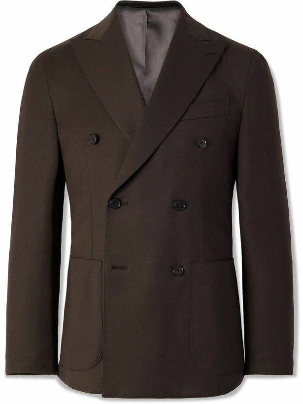 Photo: Caruso - Slim-Fit Double-Breasted Wool-Blend Twill Suit Jacket - Brown