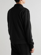 Moncler - Logo-Appliquéd Studded Grosgrain-Trimmed Jersey Zip-Up Sweatshirt - Black