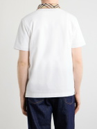 Burberry - Checked Cotton-Piqué Polo Shirt - White