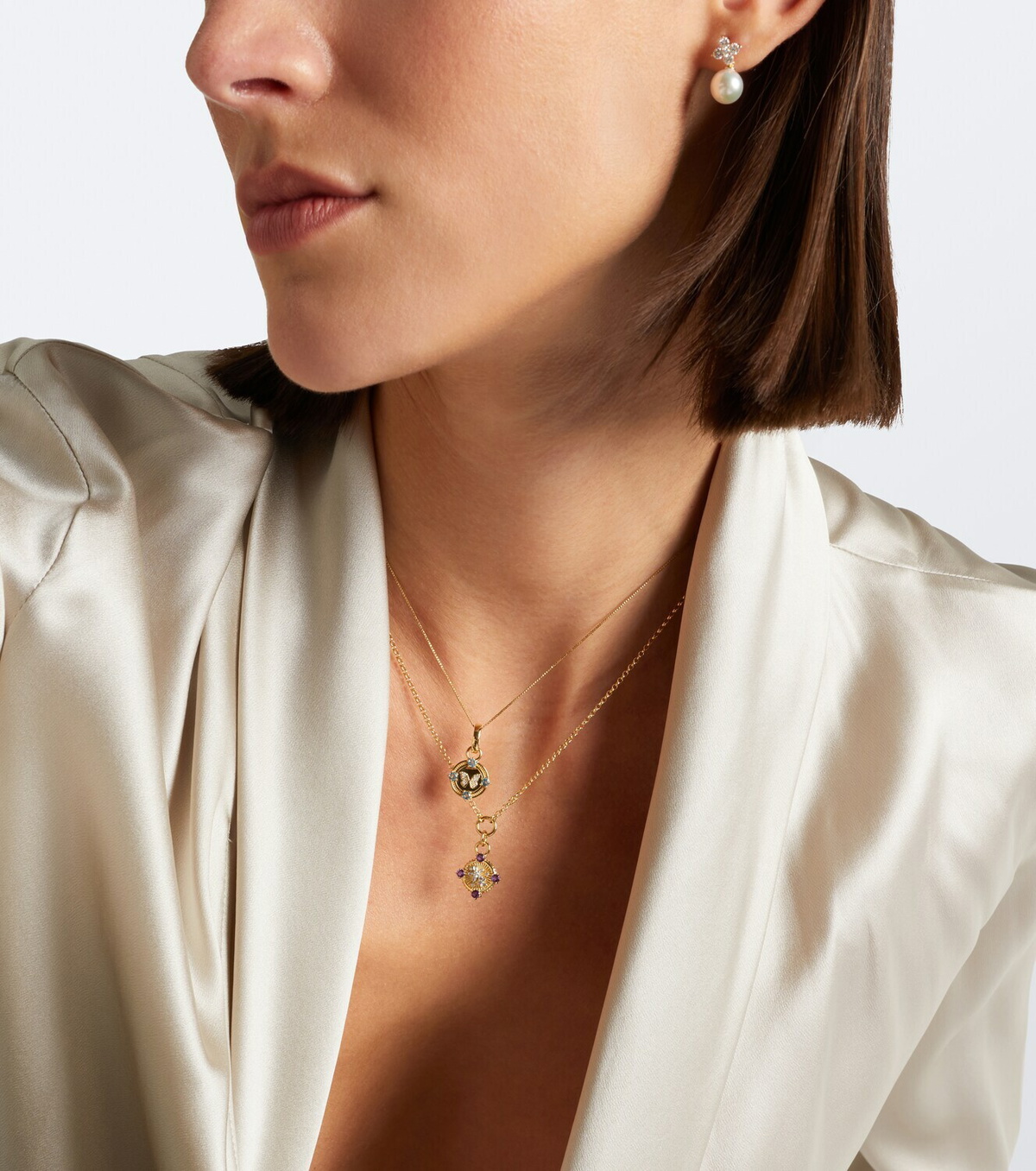 FoundRae Reverie Butterfly 18kt gold pendant with diamonds and topaz