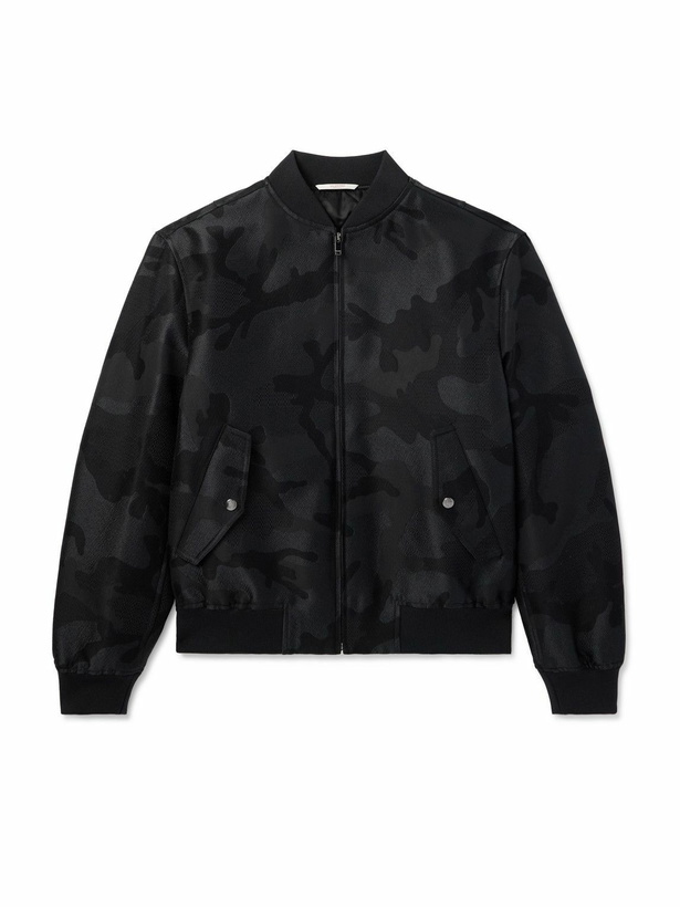 Photo: Valentino Garavani - Camouflage-Jacquard Cotton-Blend Bomber Jacket - Black