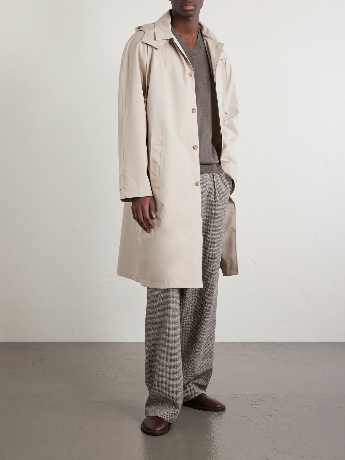 De Bonne Facture - Grandad Giant Mac Cotton Coat - Neutrals