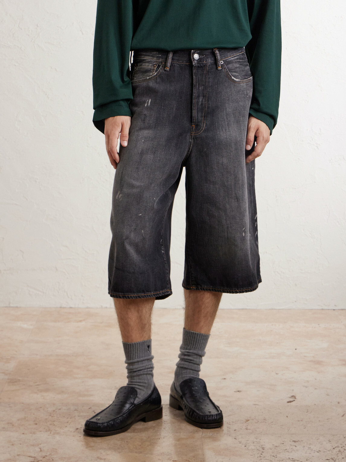 Acne Studios - Cotton Denim Shorts - Gray