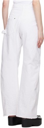 JW Anderson White Crystal-Cut Jeans