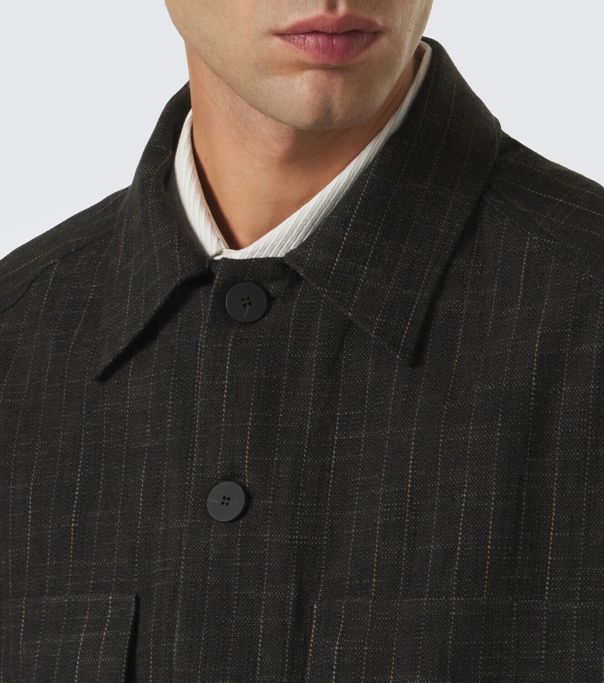 Studio Nicholson Kelver striped cotton and wool-blend jacket