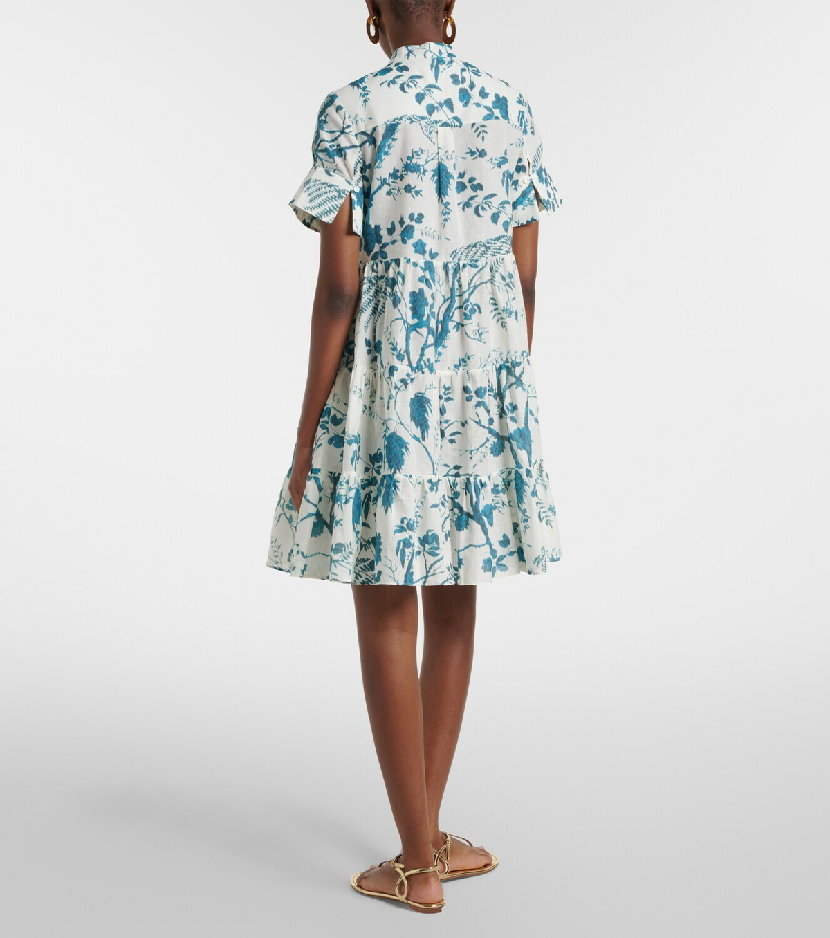 Erdem Floral tiered cotton and linen minidress