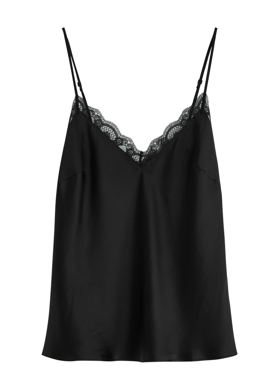 Simone PÉRÈLE Love Me Lace-trim Silk-satin Camisole top Black