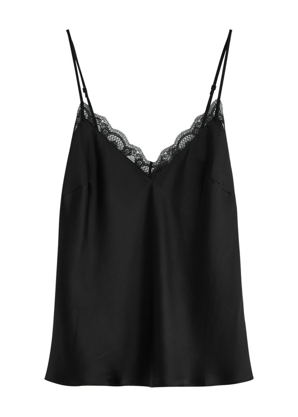 Photo: Simone PÉRÈLE Love Me Lace-trim Silk-satin Camisole top Black