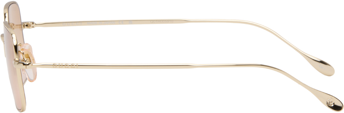 Gucci Gold Institutional Logo Sunglasses