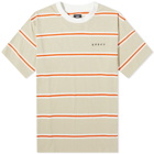 Edwin Men's Quarter Stripe T-Shirt in Beige/Red/White