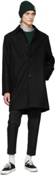 Maison Kitsuné Black Wool Bill Coat