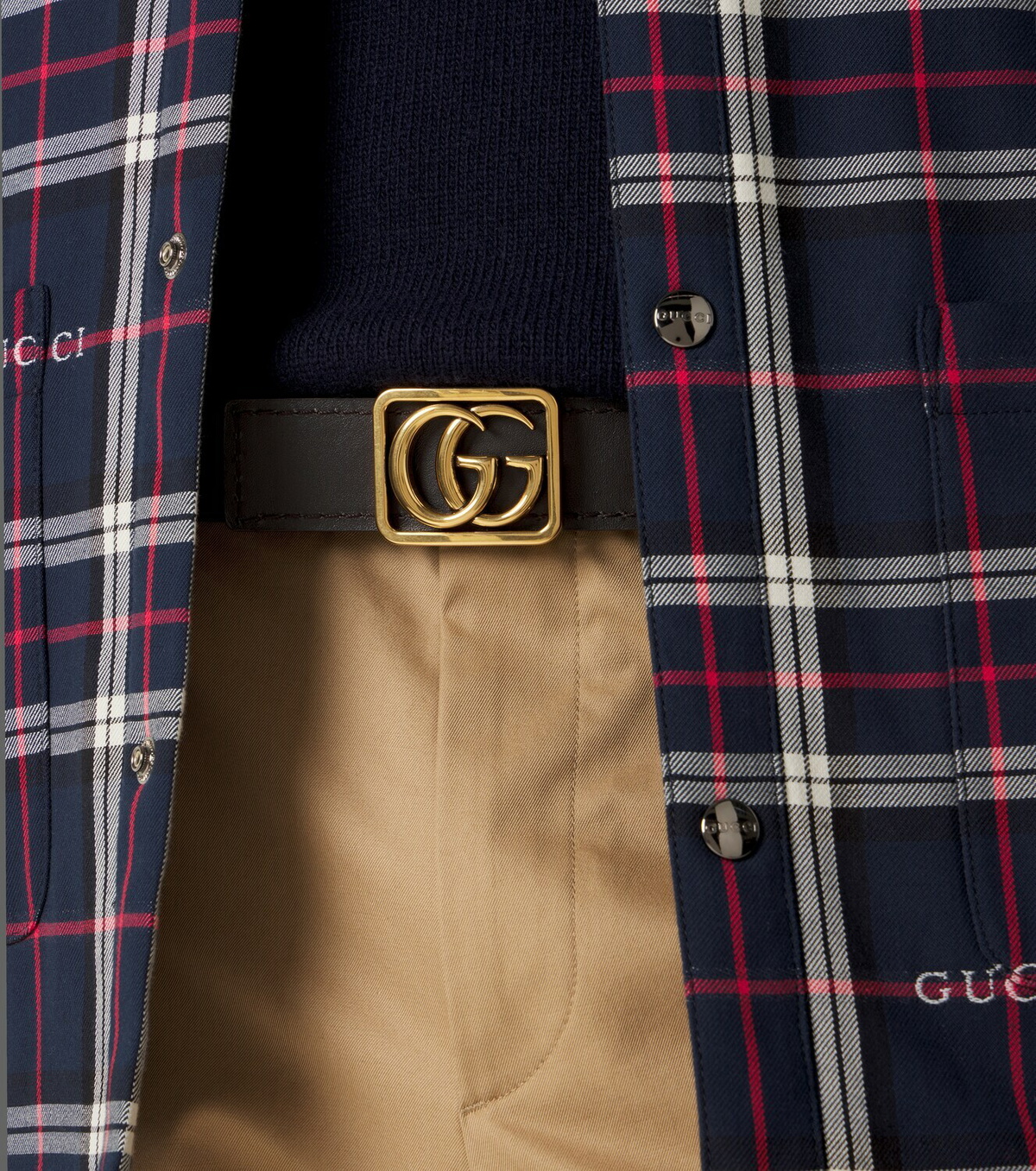 Gucci Double G reversible suede and leather belt
