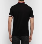 Dolce & Gabbana - Stripe-Trimmed Appliquéd Cotton-Piqué Polo Shirt - Men - Black
