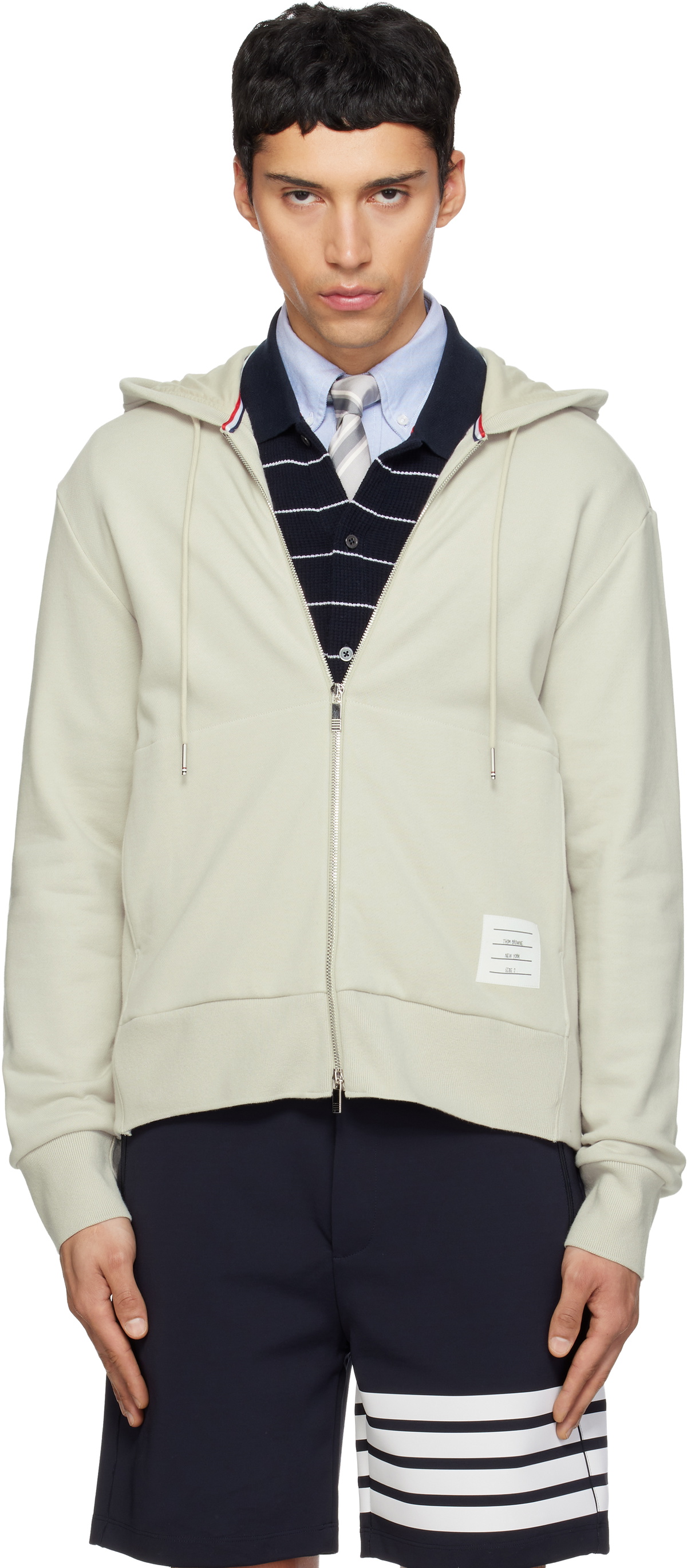 Thom Browne Navy Classic Shark and Surfboard Zip Hoodie Thom Browne