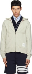 Thom Browne Beige Loopback Jersey 4-Bar Zip Up Hoodie
