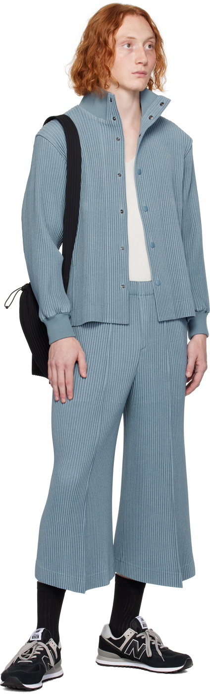 HOMME PLISSÉ ISSEY MIYAKE Blue Kersey Pleats Jacket