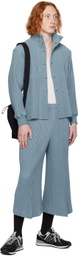 HOMME PLISSÉ ISSEY MIYAKE Blue Kersey Pleats Jacket
