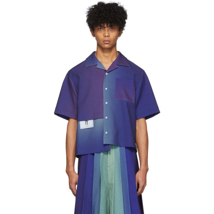 Photo: Keenkee Purple Gradient Panel Short Sleeve Shirt