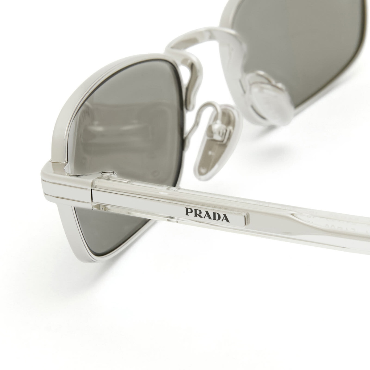 Prada Eyewear 0PR B54S Sunglasses in Silver/Light Brown 