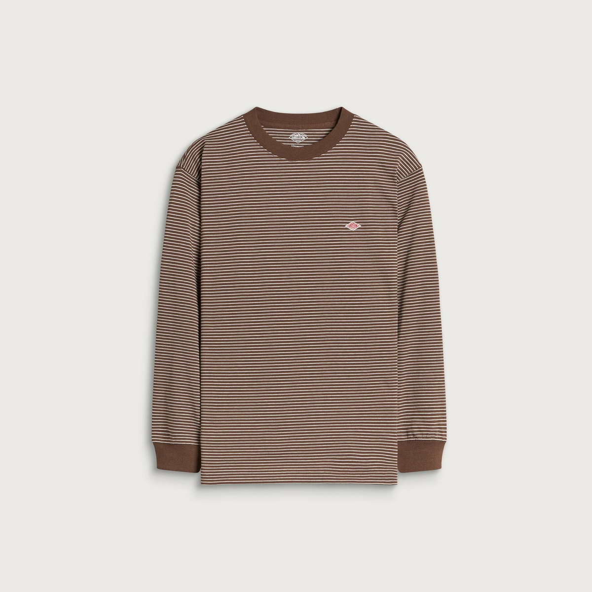 Danton Men's Long Sleeve Stripe T-Shirt in Deep Brown/Ecru Stripe