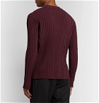 Deveaux - Slim-Fit Ribbed-Knit Sweater - Burgundy
