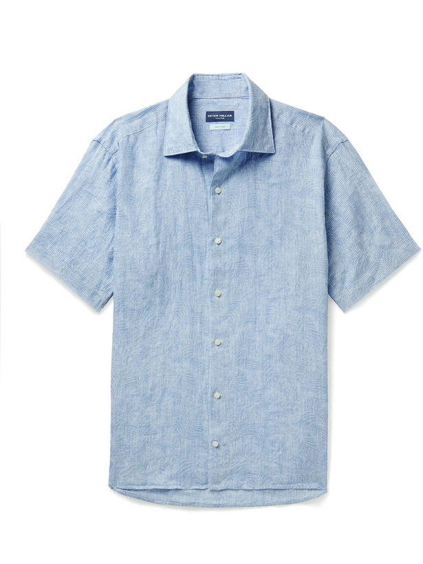 Photo: Peter Millar - Coastline Printed Linen Shirt - Blue