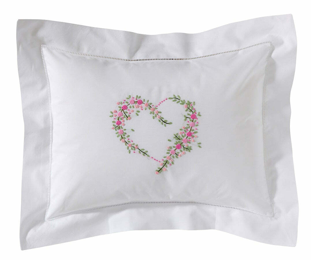 Jacaranda Living Boudoir Pillow Cover, Garden Heart (Pink/Green)