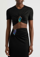 Christopher Esber Moodstone Cropped Stretch-jersey T-shirt Black