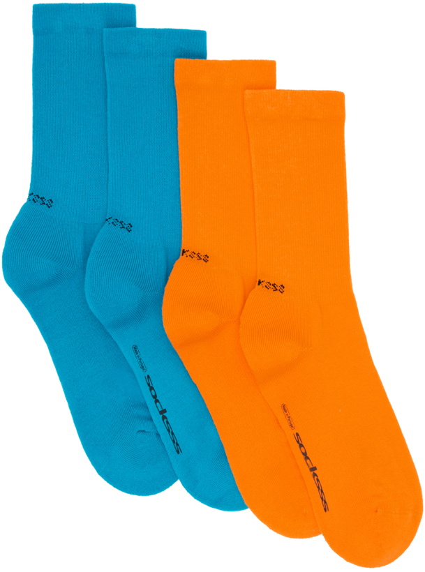 Photo: SOCKSSS Two-Pack Blue & Orange Socks