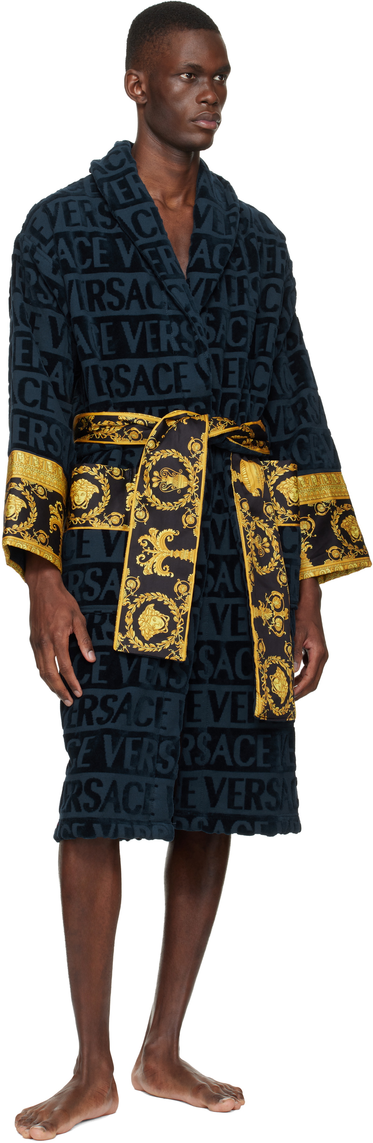 Versace Navy 'I Heart Baroque' Bathrobe
