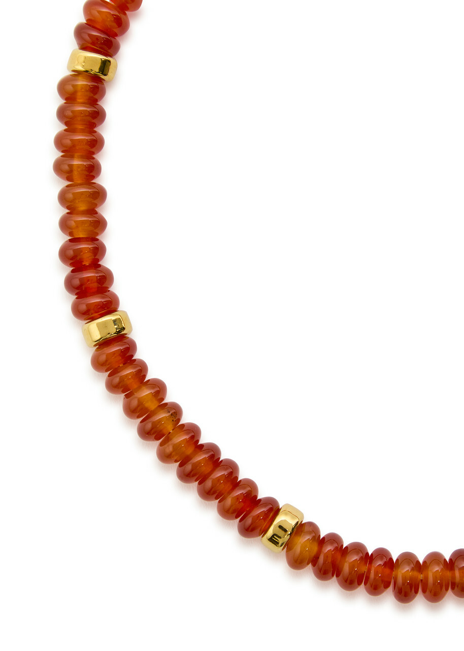 Eliou Aureo Beaded 18kt Gold-plated Necklace - Brown - One Size