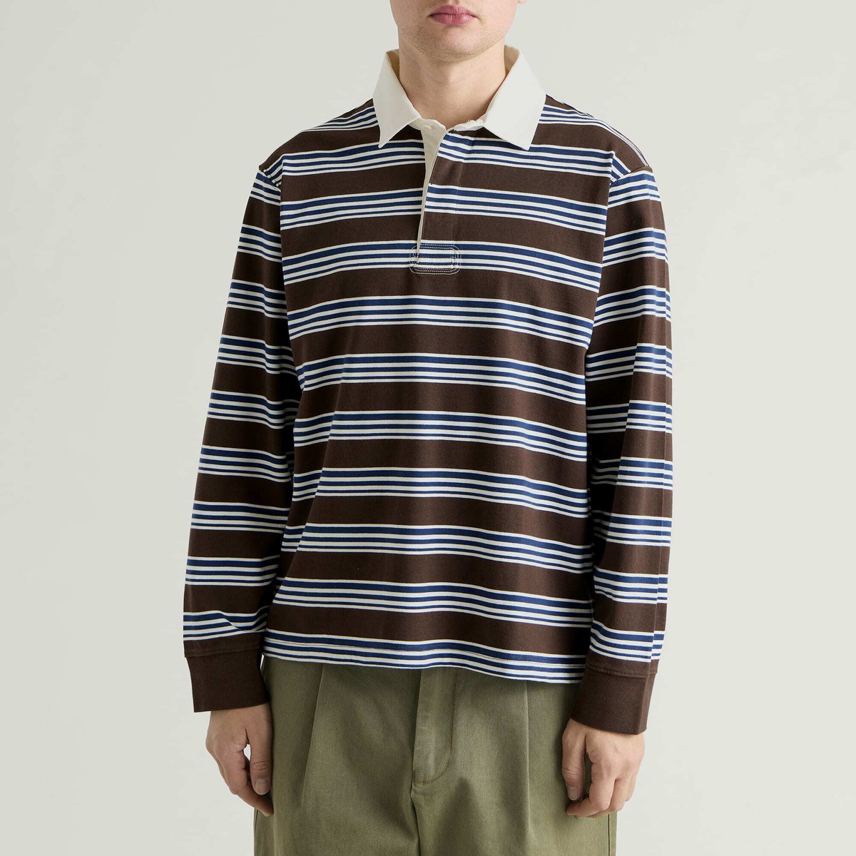 Corridor Men's Mini Stripe Rugby LS in Brown