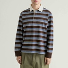 Corridor Men's Mini Stripe Rugby LS in Brown