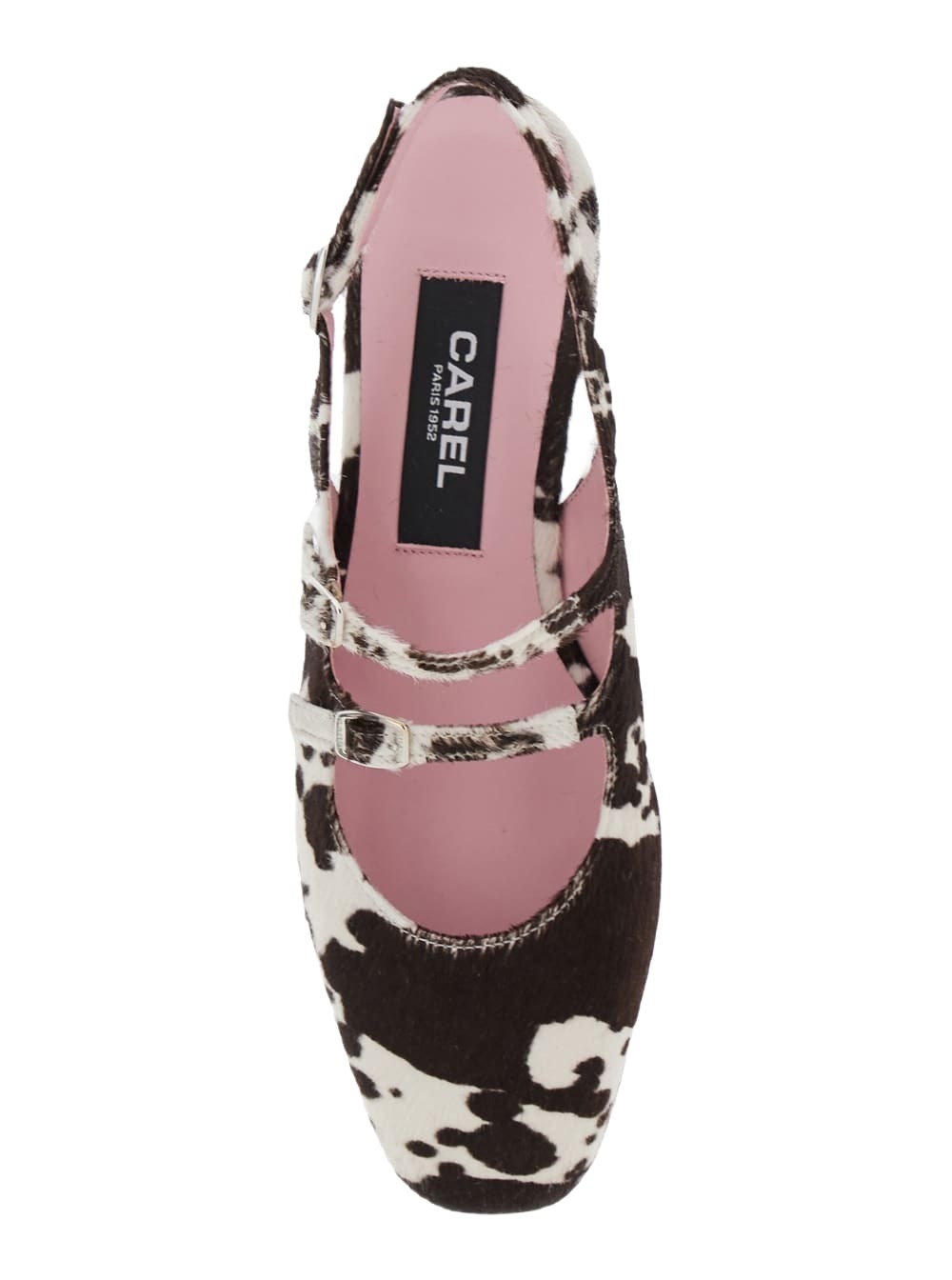 Carel Multicolor peche Slingback Ballet Shoes With Buckle Strap Closure And Cow Print In Leather Woman
