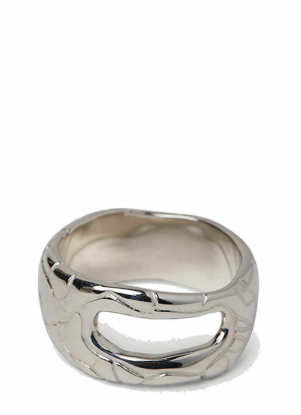 Photo: Octi - Thin Cracked Ice Globe Ring in Silver