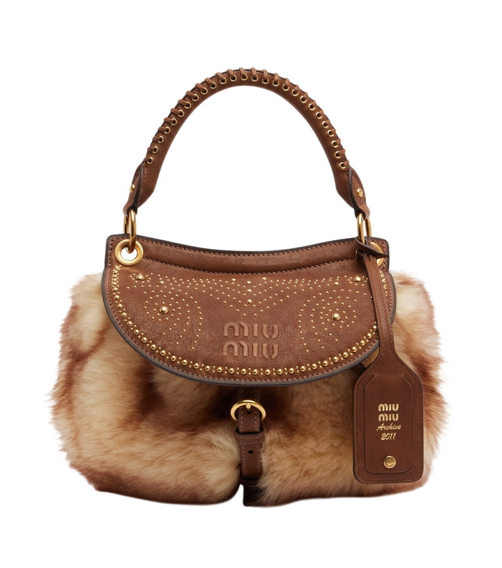 Photo: Miu Miu Rendez-vous studded shearling tote bag