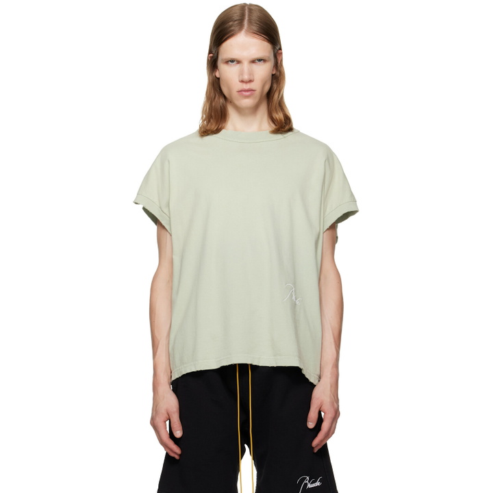 Photo: Rhude Green Classique Cutoff Sleeve T-shirt