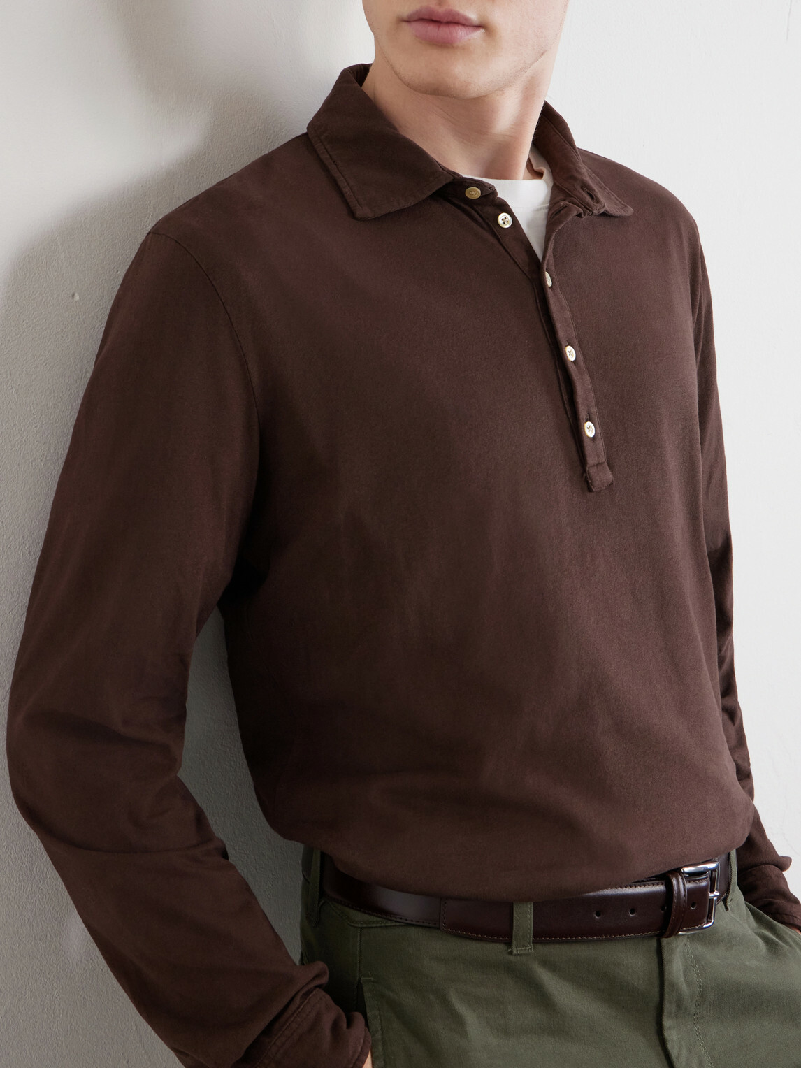 Massimo Alba - Raya Cotton-Jersey Polo Shirt - Brown