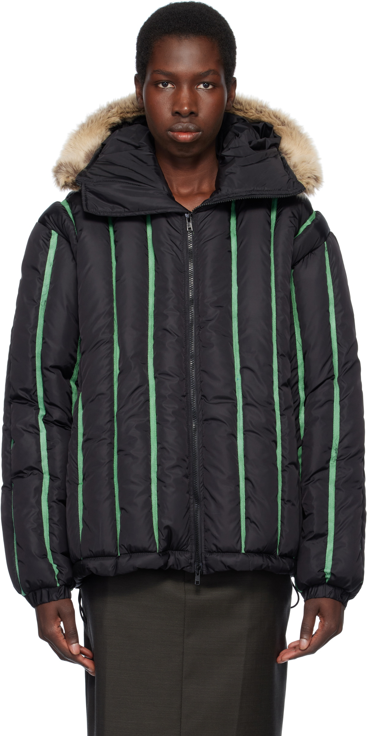 Stanley Raffington Black Quilted Puffer Bomber Jacket