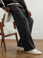 CELINE - Leather-Trimmed Logo-Embroidered Canvas Sneakers - White