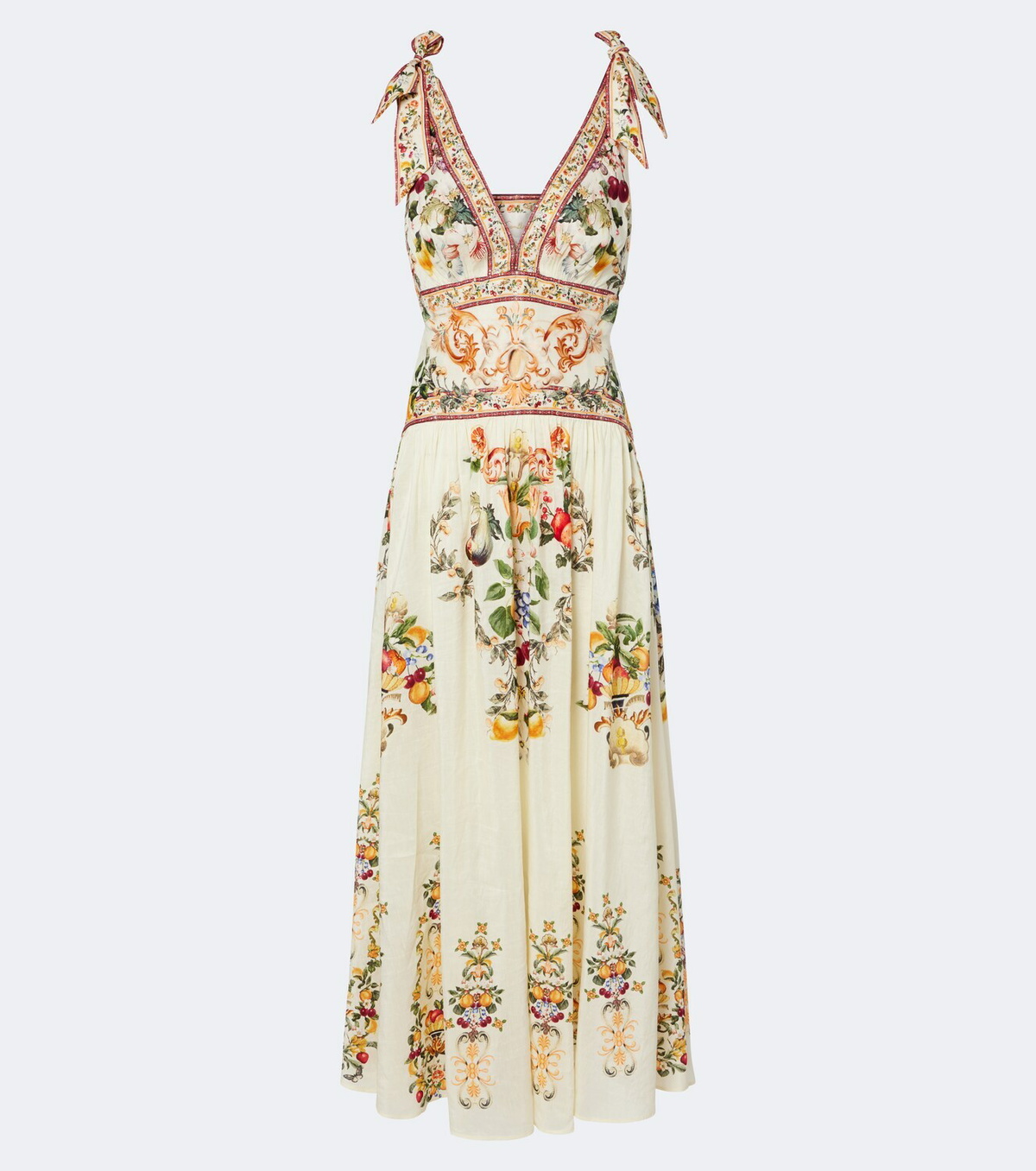 Camilla Embellished printed linen and silk maxi dress