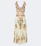 Camilla Embellished printed linen and silk maxi dress